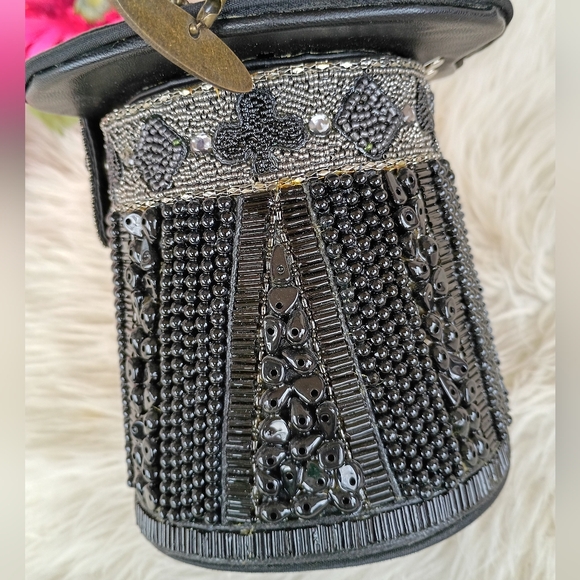 Rare Mary Frances Hocus Pocus Black Beaded Magician's Rabbit In A Hat Bucket Bag - Picture 9 of 16